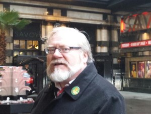 David Charnick outside the Savoy Theatre