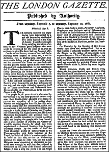 The London Gazette September 1666 - A Most Horrid Flame