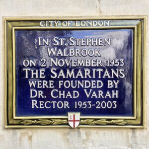 Helping Hands in the City - Samaritans plaque at St Stephen Walbrook